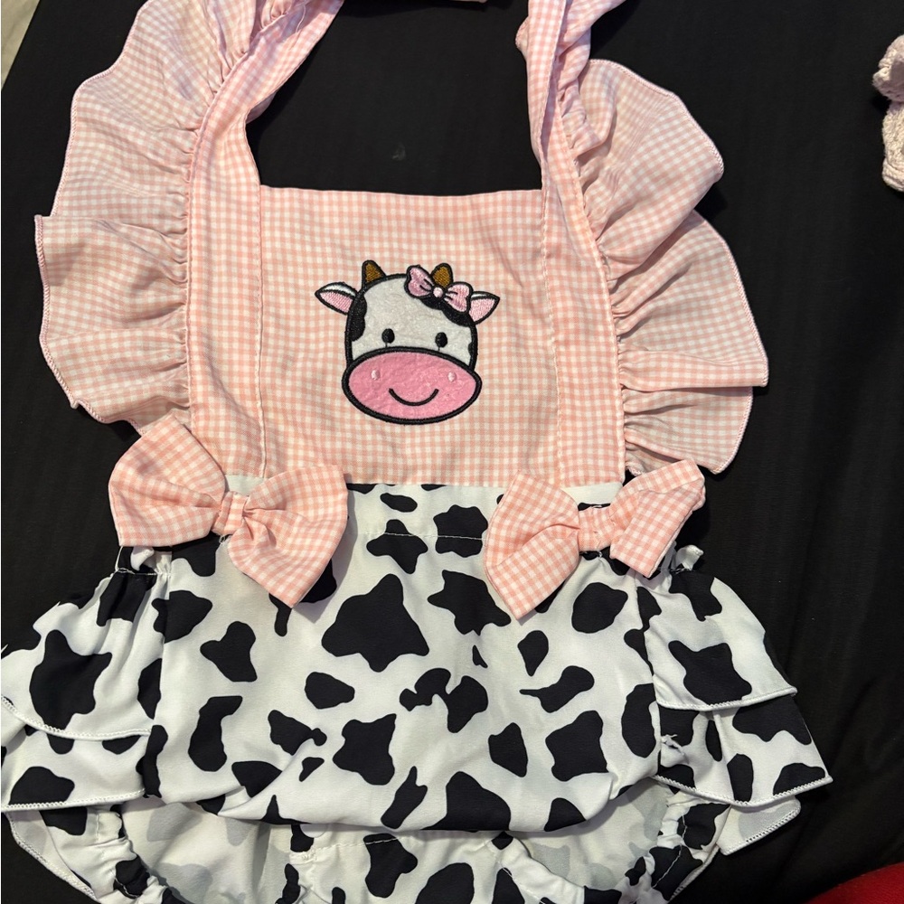 SHEIN Pink and Black Cow Print Diaper Cover